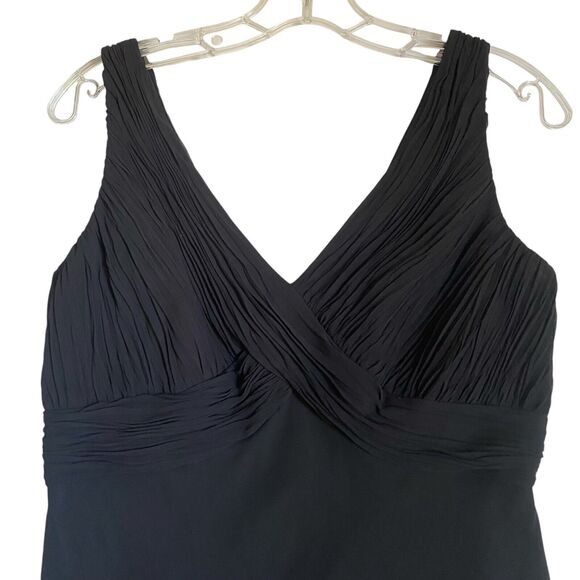 Chaps Midi A-line Dress 8 Black V-neck Draped Sleeveless Party Whimsygoth Fairy - Picture 3 of 8